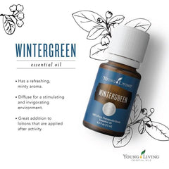 Young Living Wintergreen massage-application, diluted with carrier oil for soothing touch.