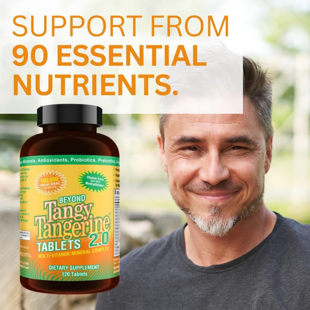 Youngevity Beyond Tangy Tangerine 2.0 bottle with natural backdrop.