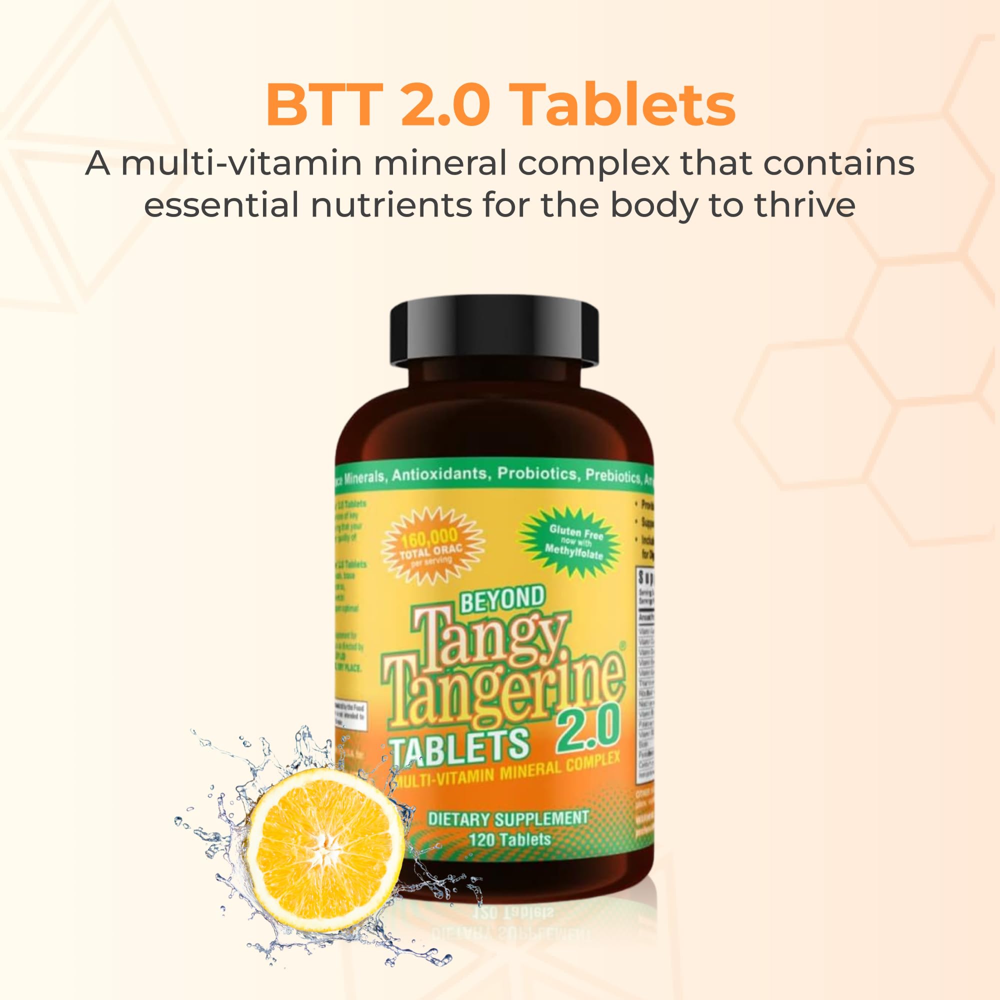 Youngevity Beyond Tangy Tangerine 2.0 label highlights organic ingredients and ORAC value.