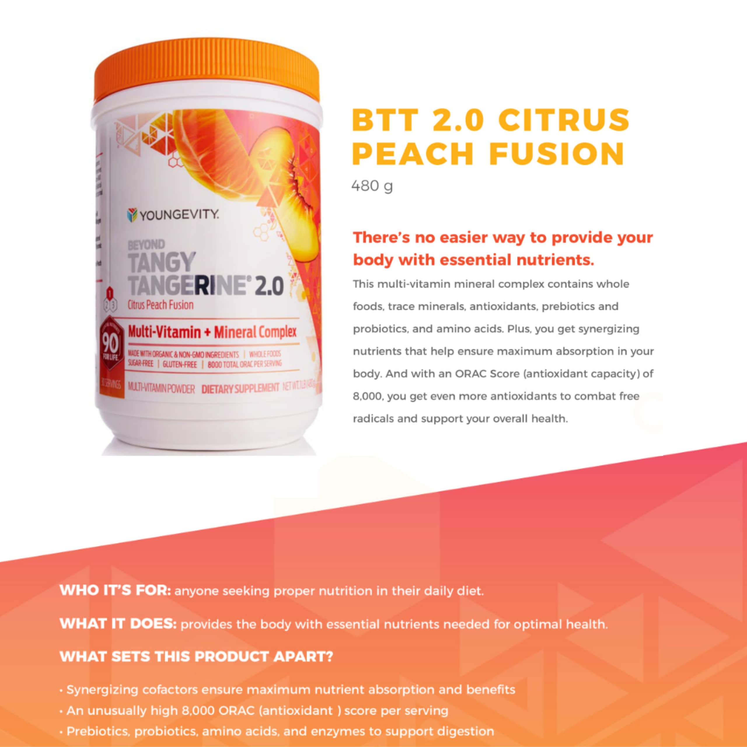 Youngevity BTT2 gluten-free label signals allergy-friendly vitamins.