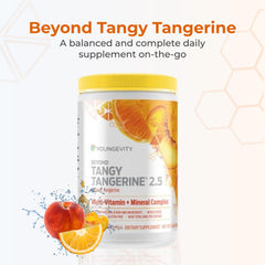 Close-up of label on Youngevity BTT 2.5 Tropical Tangerine emphasizing non-GMO and whole-food ingredients