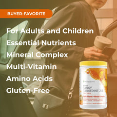 Glass of water with the tropical tangerine powder mixed in