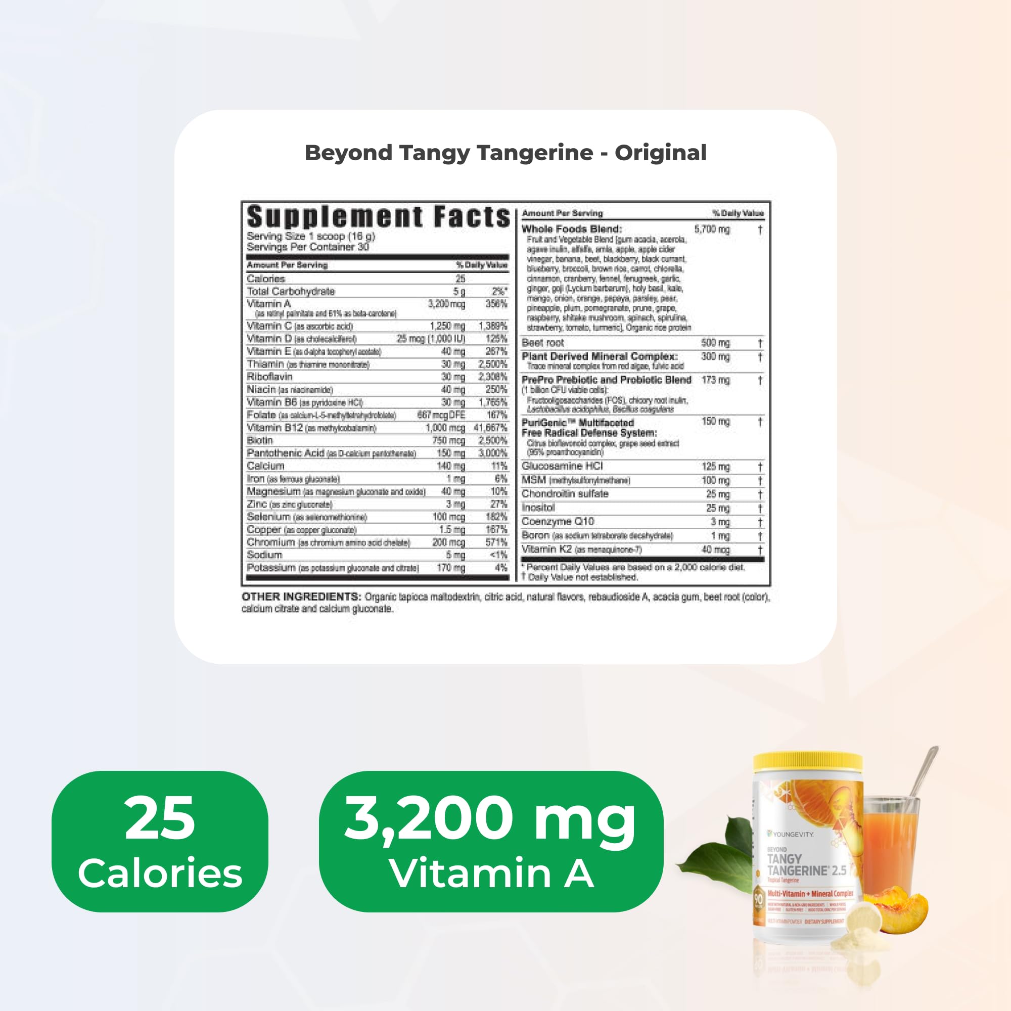 Powder scoop with Youngevity Beyond Tangy Tangerine 2.5 Tropical Tangerine