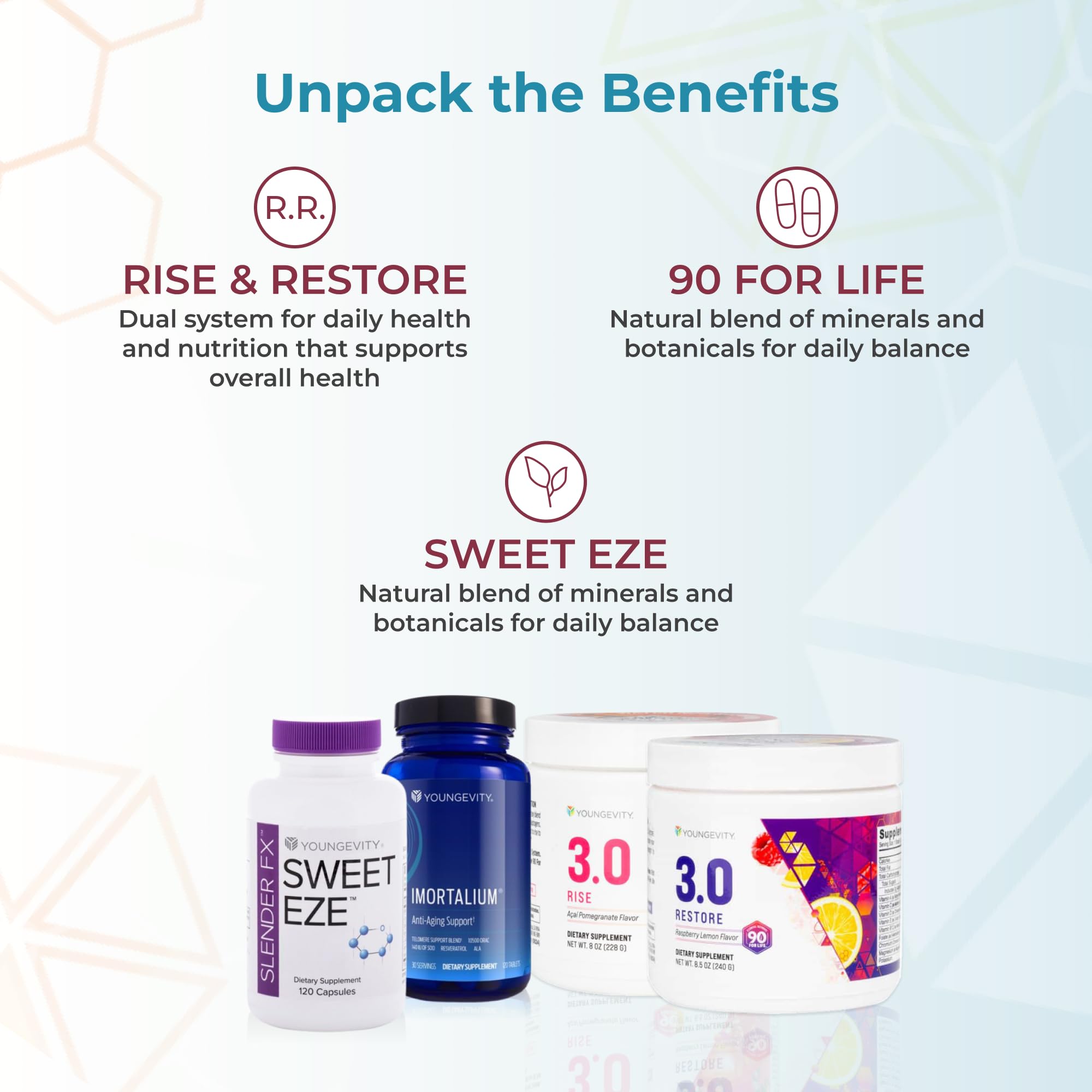 Imortalium tube illustrates cellular nutrition with vitamins and antioxidants.