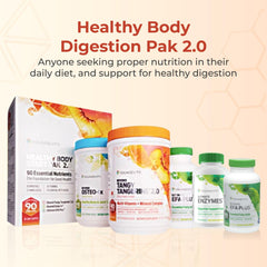 Youngevity Healthy Body Digestion Pack 2.0 label closeup highlighting branding and product purpose.