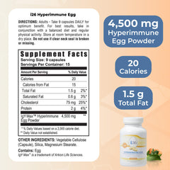 Youngevity i26 Hyperimmune Egg Capsules pour from bottle suggesting easy daily use.