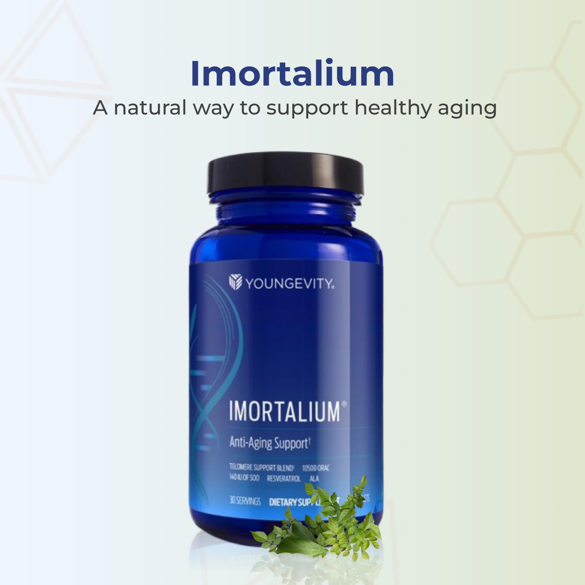 Youngevity Imortalium bottle caps enable secure, convenient daily supplementation.