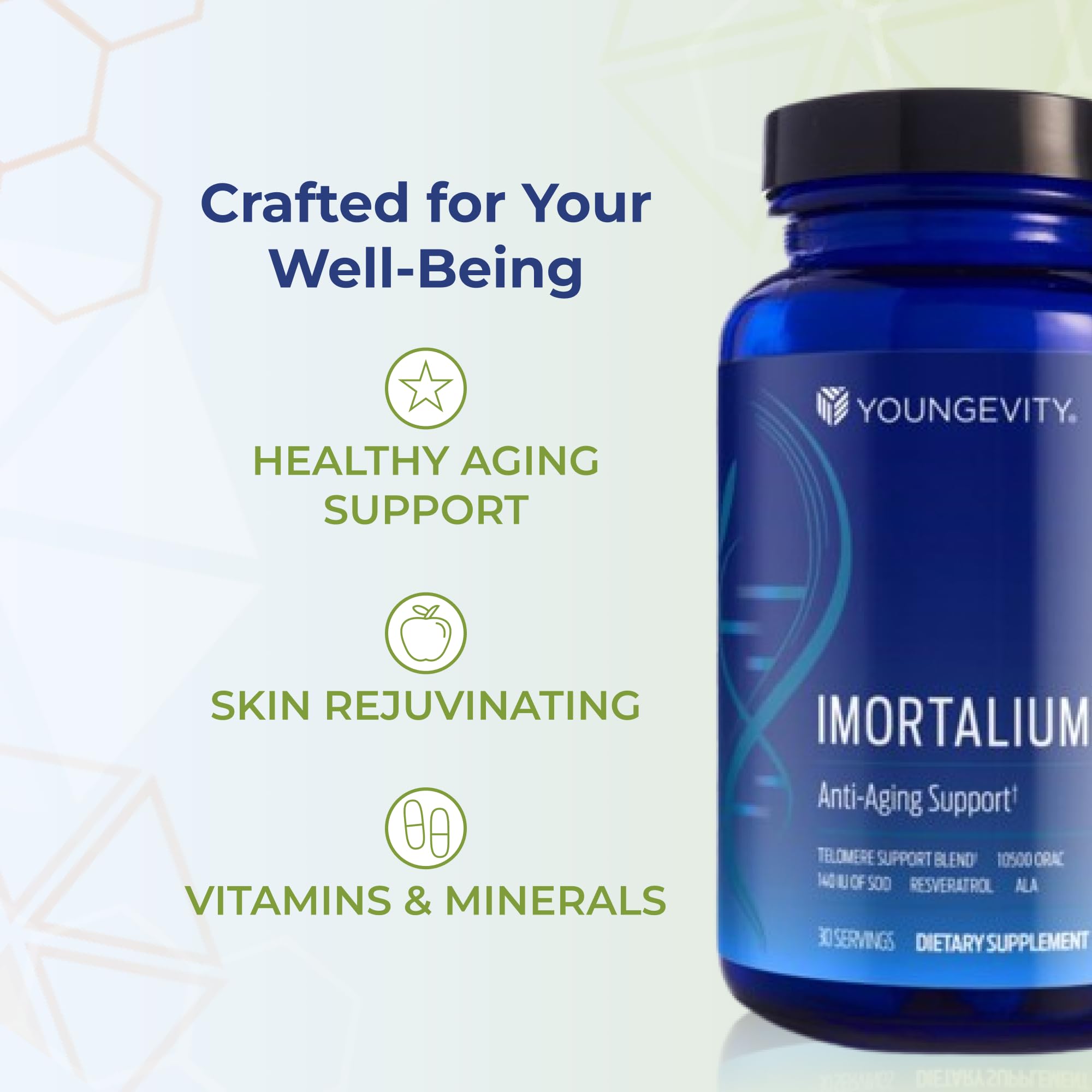 Youngevity Imortalium box front highlights 12 whole foods blend.