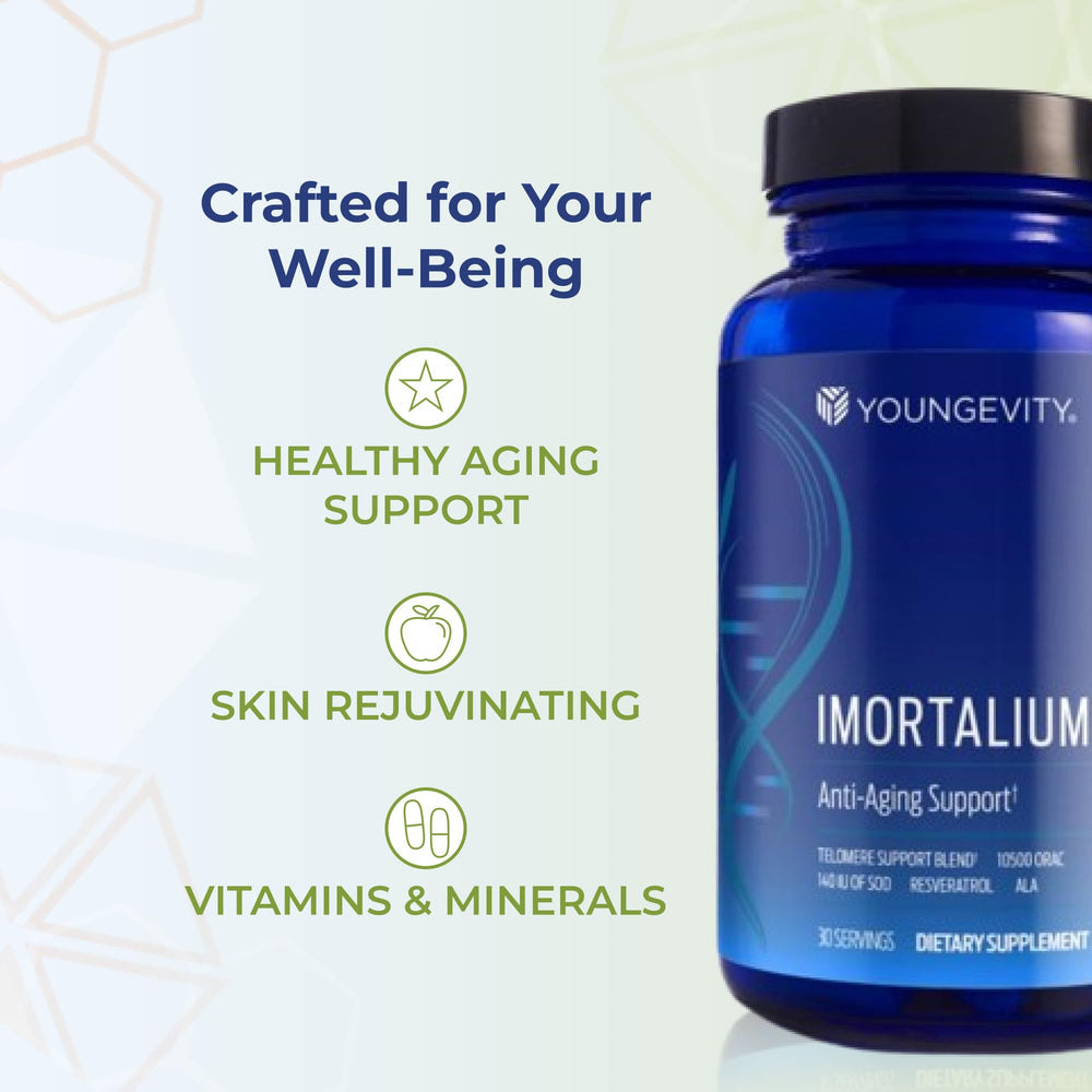 Youngevity Imortalium box front highlights 12 whole foods blend.