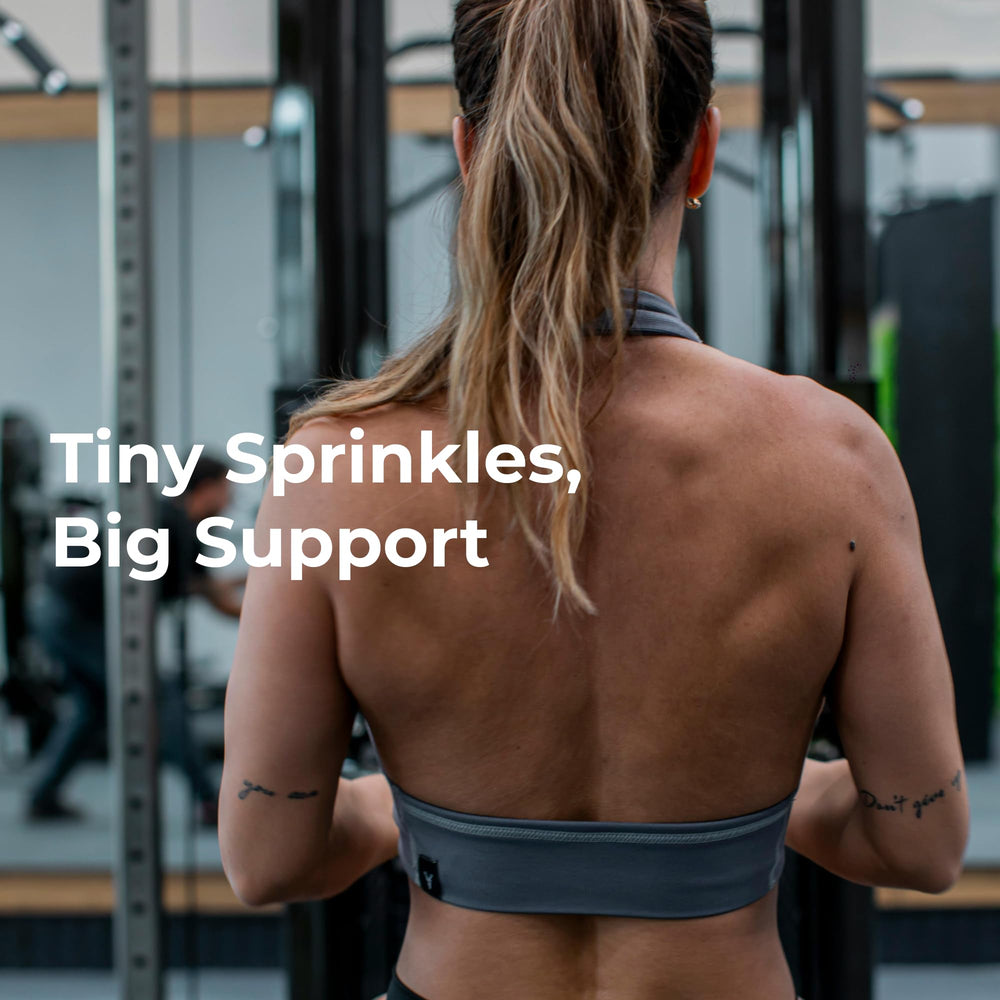 On-the-go setup with Youngevity bottle and ready-to-mix powder.