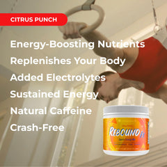 Youngevity Rebound FX citrus powder dissolving with vibrant aroma and tangy flavor.