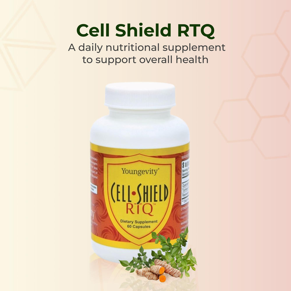 Youngevity RTQ capsules close-up, convenient daily capsules for routine wellness.
