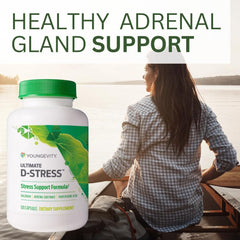 Youngevity Ultimate D-Stress bottle label highlighting key ingredients for stress support