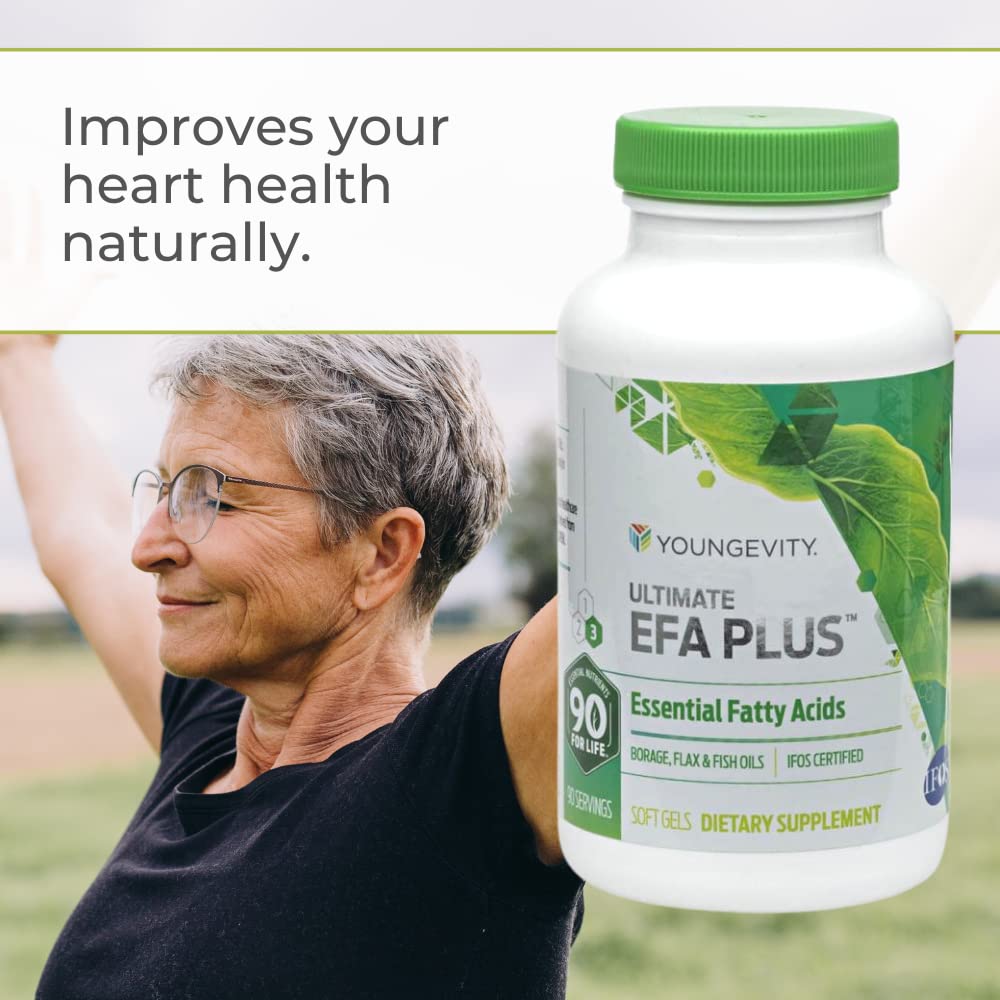 Youngevity Ultimate EFA Plus label front highlighting 90 soft gels