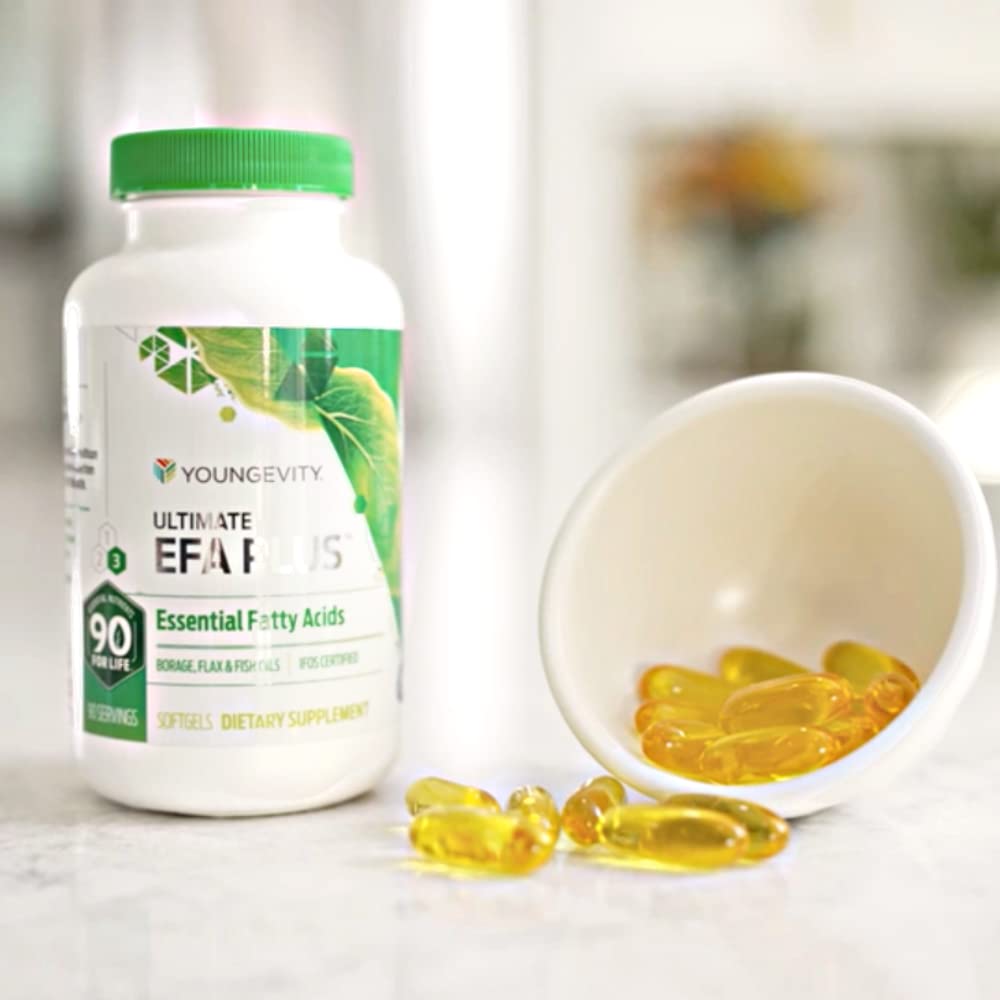 Youngevity Ultimate EFA Plus packaging conveying convenience for a busy lifestyle