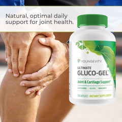 Youngevity Ultimate Gluco-Gel label highlighting glucosamine and manganese for joints