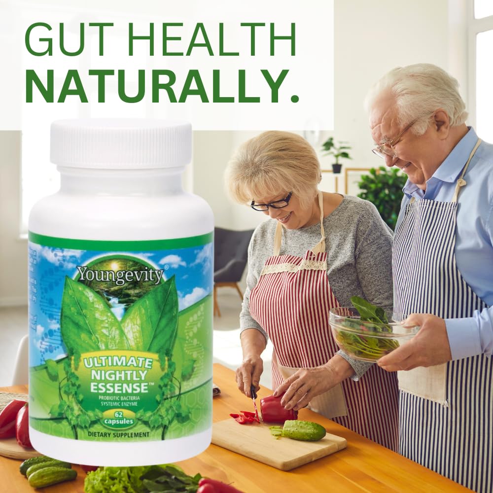 Youngevity Ultimate Nightly Essense label shows strains and enzymes for digestion support