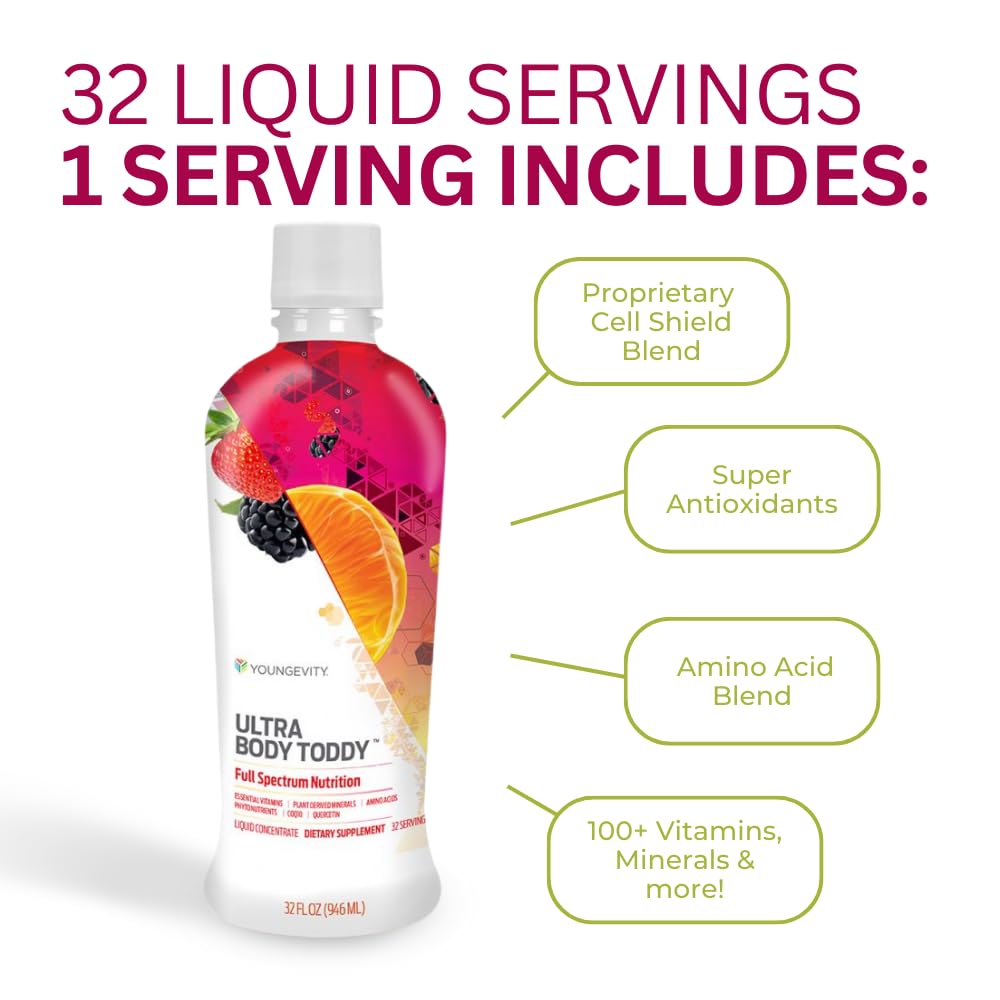 Youngevity Ultra Body Toddy ingredients panel features plant-derived minerals