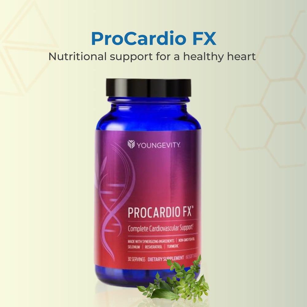 Youngevity ProCardio FX bottle-back with label for informed daily supplement choices.