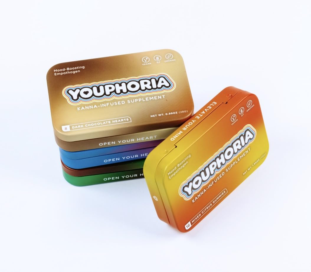 Lifestyle shot suggesting mindful snacking during a busy day with Youphoria.