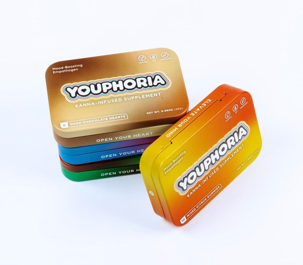 Lifestyle shot suggesting mindful snacking during a busy day with Youphoria.