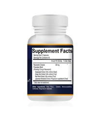 Your Nutritionist Resveratrol bottle label close-up highlighting grapeseed and red wine polyphenols.