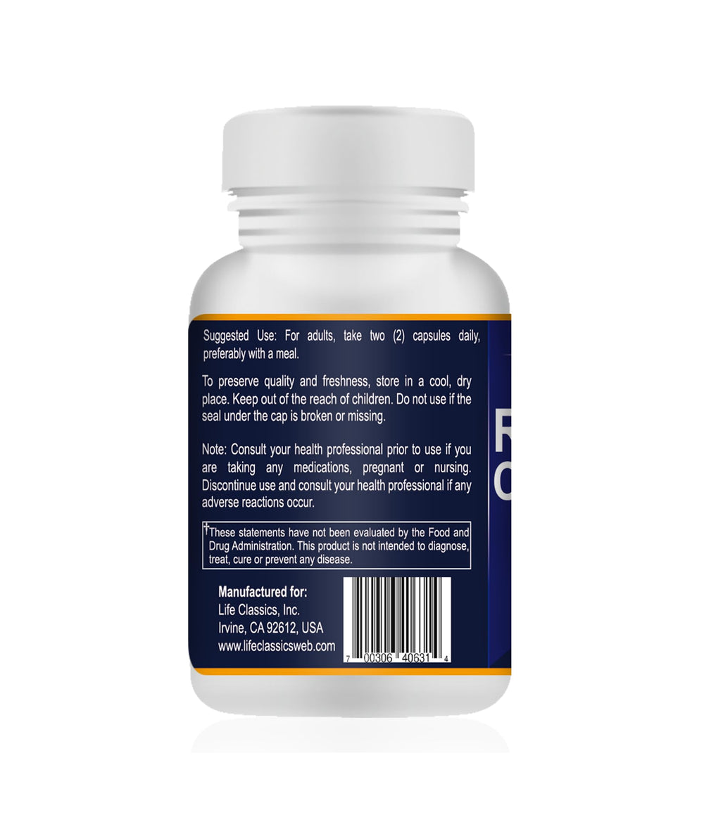 Your Nutritionist Resveratrol capsules close-up, 120 caps for a 60-day supply.