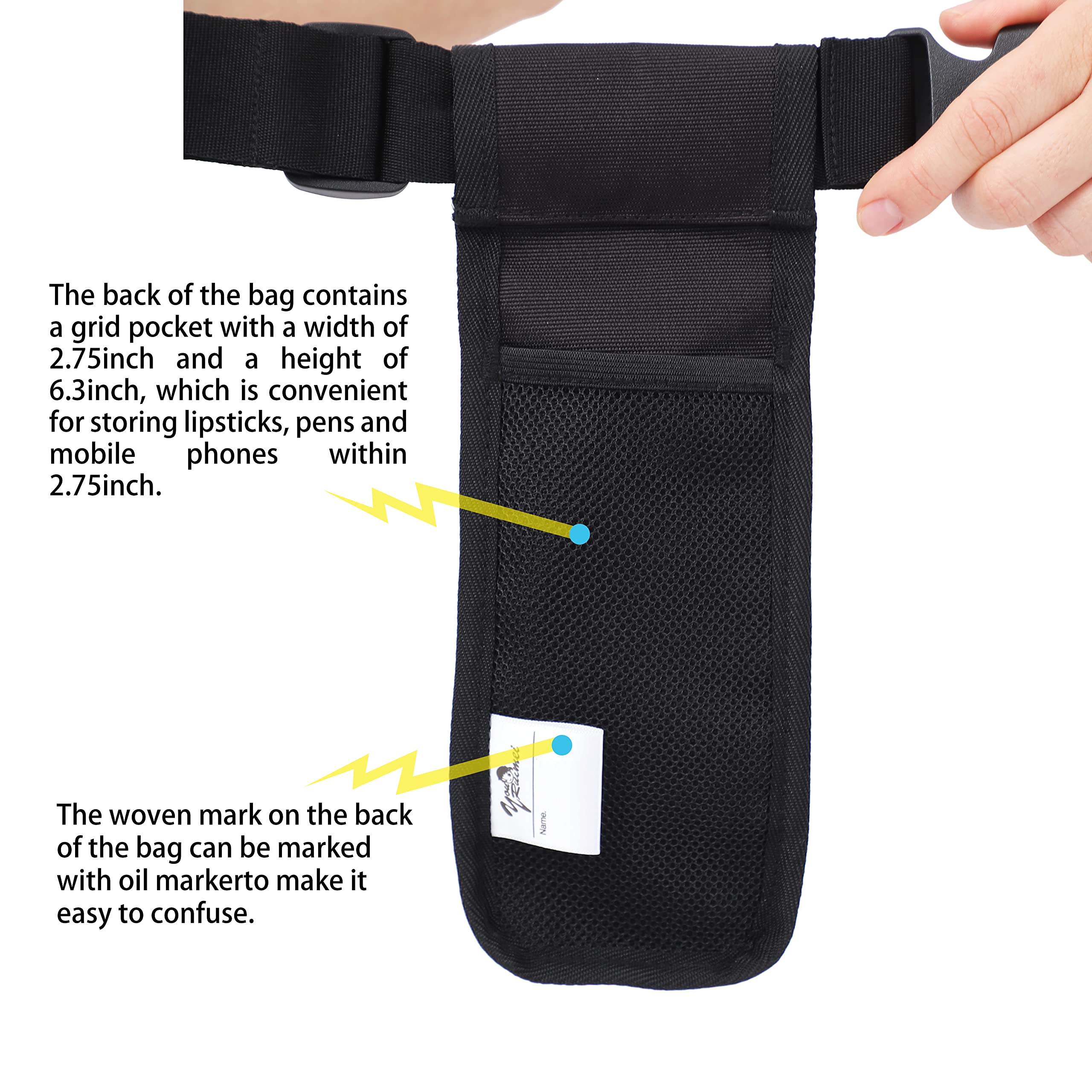 YOURUIMEI Massage Bottle Bag back-pocket view for small items.