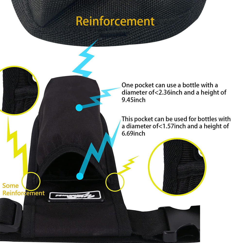 YOURUIMEI Massage Bottle Bag side-pocket view keeps large bottles secure.