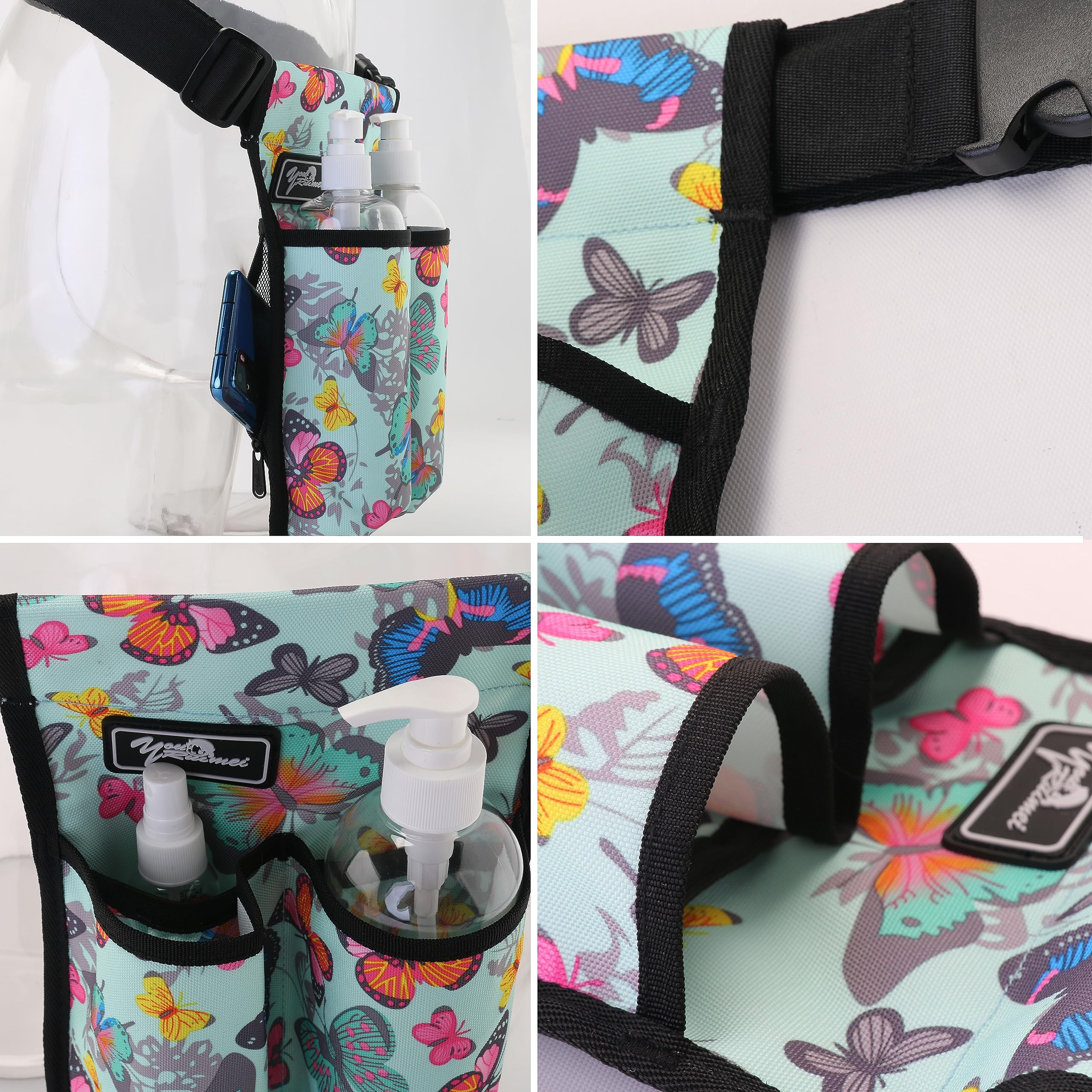 Small pockets on YOURUIMEI massage bottle bag hold slim bottles and tools