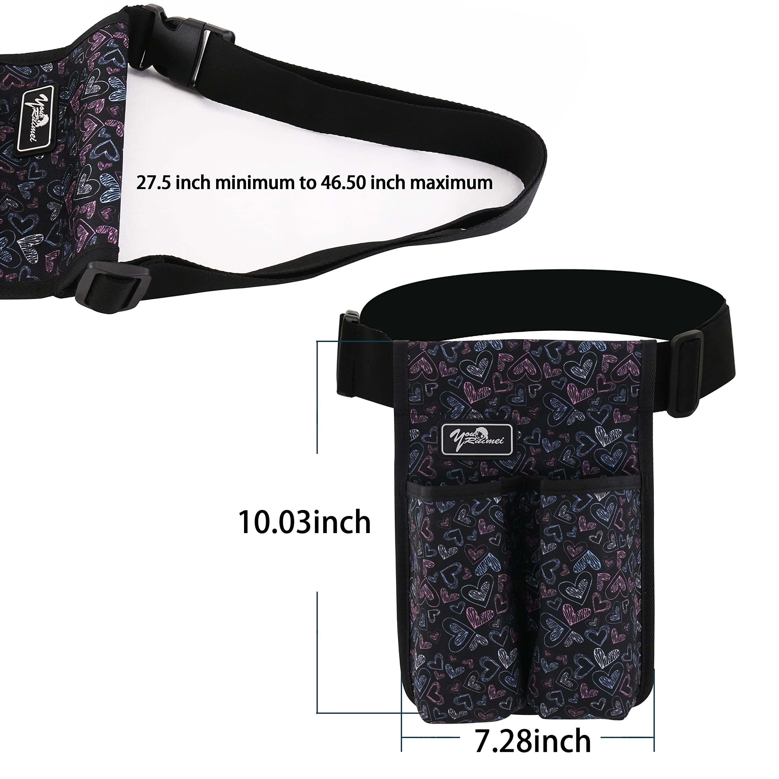 Five-pocket layout accommodates different bottle sizes for organized work.
