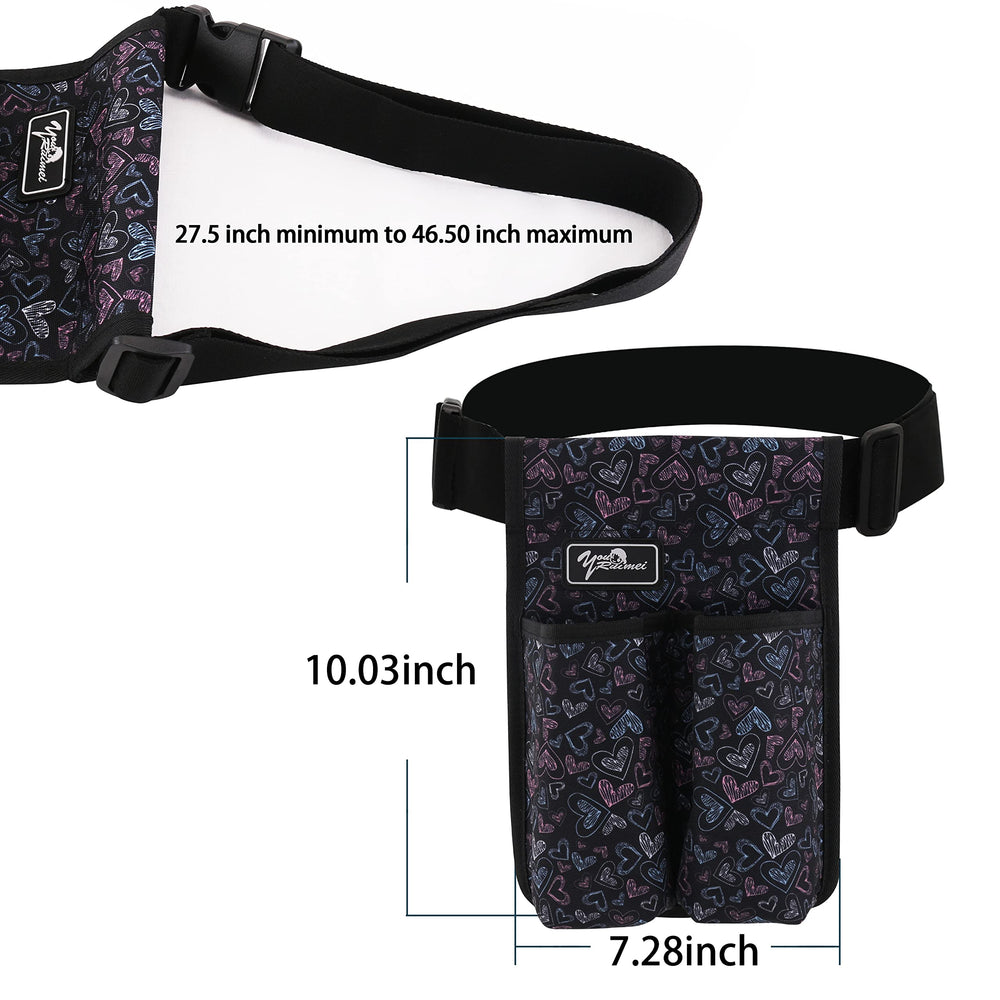 Five-pocket layout accommodates different bottle sizes for organized work.
