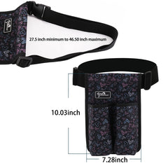 Five-pocket layout accommodates different bottle sizes for organized work.