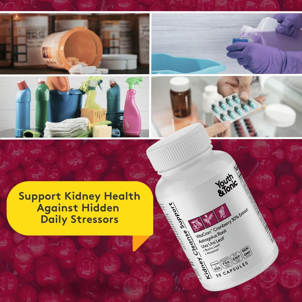 Youth & Tonic Kidney Cleanse GMP label communicates safety and purity in every bottle