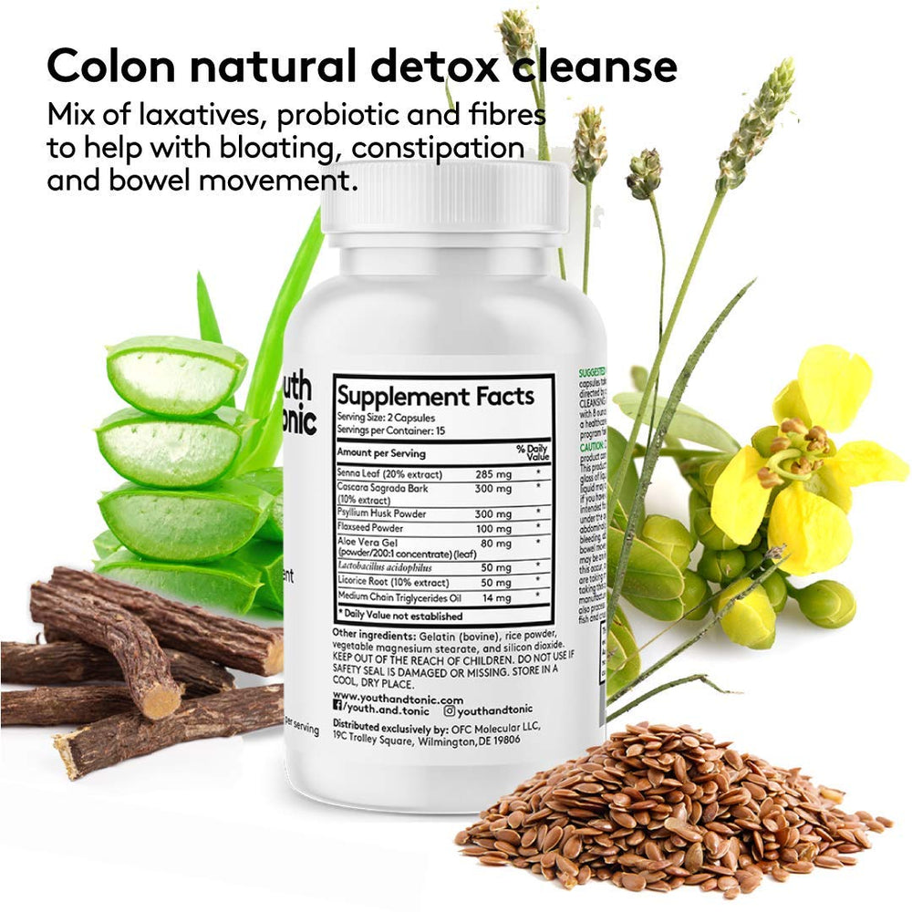 Youth & Tonic natural detox herbs including aloe vera and flaxseed