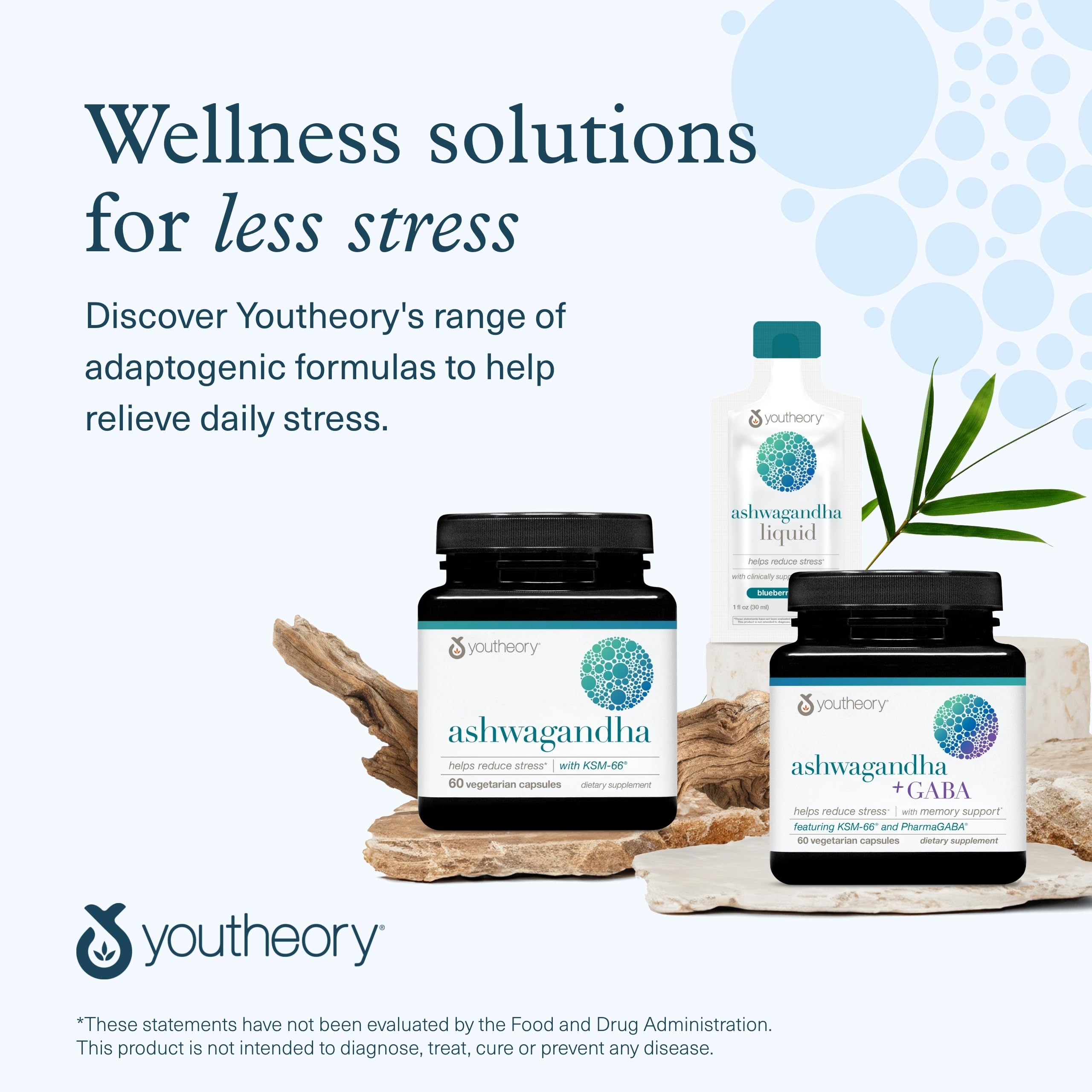 Youtheory brand promise text on packaging emphasizing wellness.