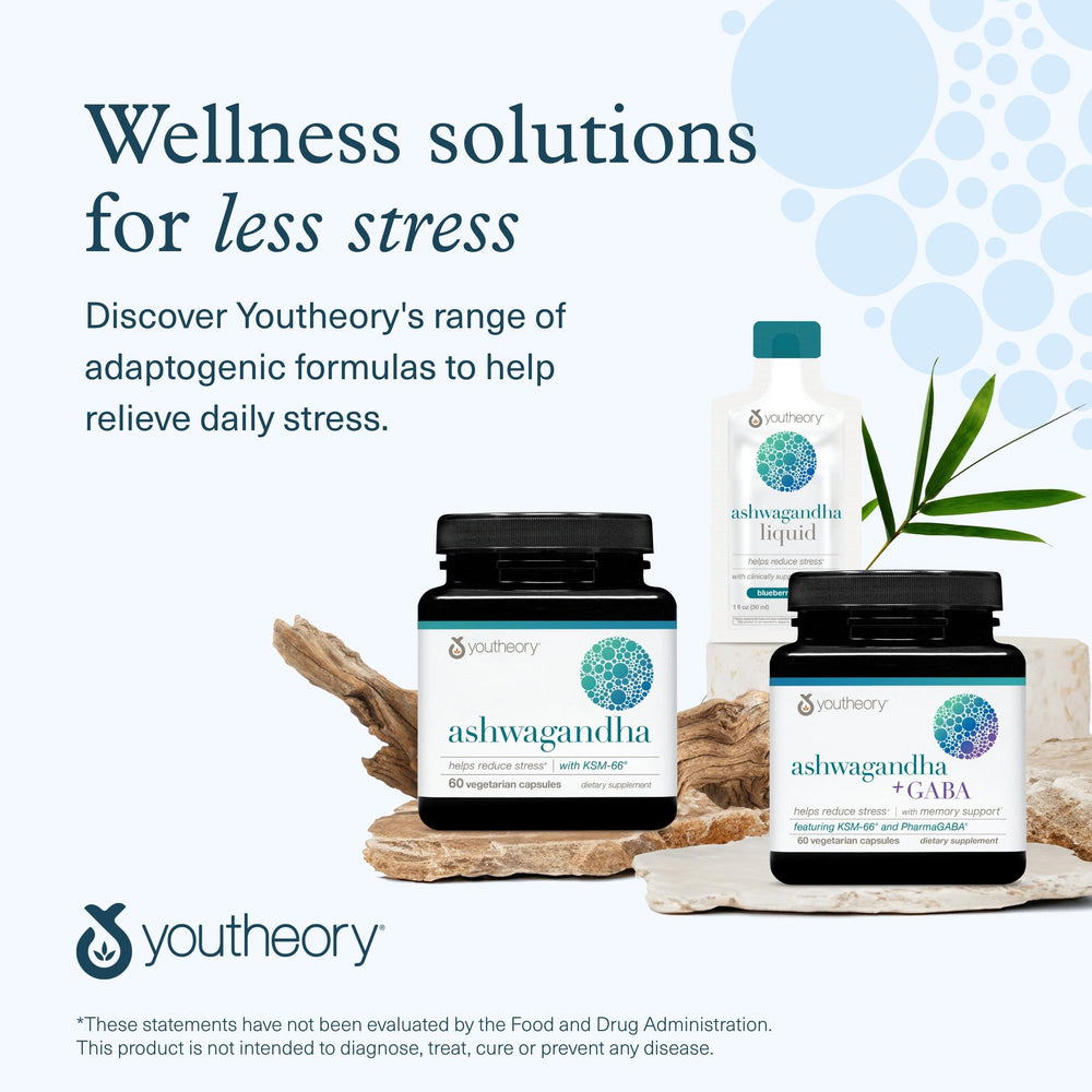 Youtheory brand promise text on packaging emphasizing wellness.