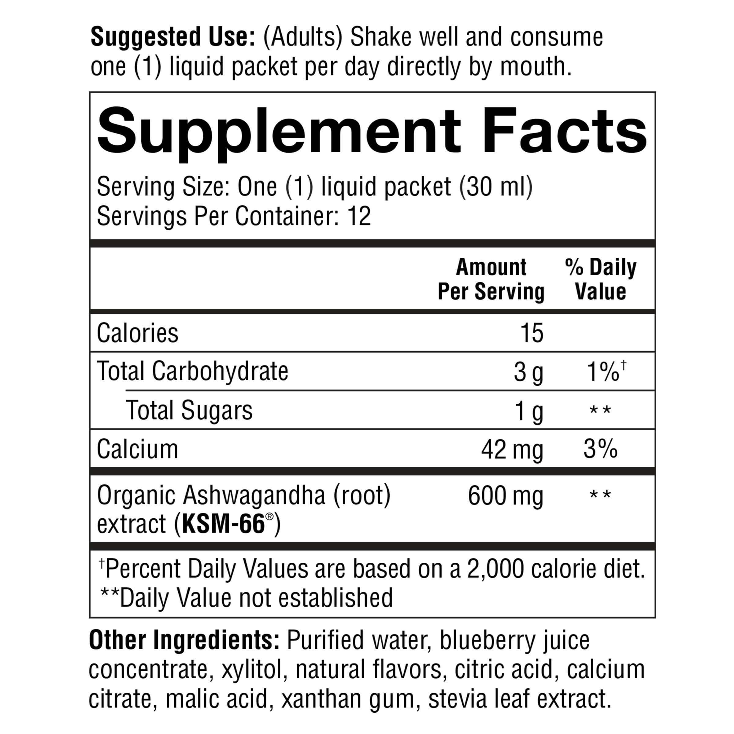 Youtheory Ashwagandha Liquid pour showing convenient daily intake