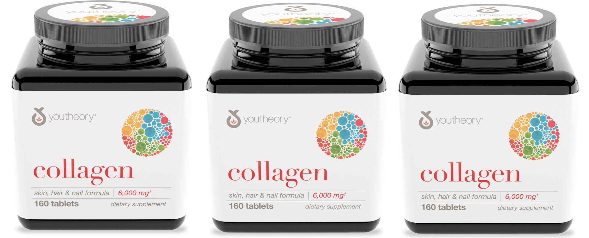 Youtheory Collagen Advanced Formula bottle with 160 tablets for skin and joints support.