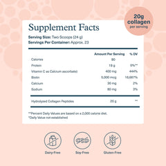 Label on Youtheory Collagen Powder tub showing per-serving collagen content