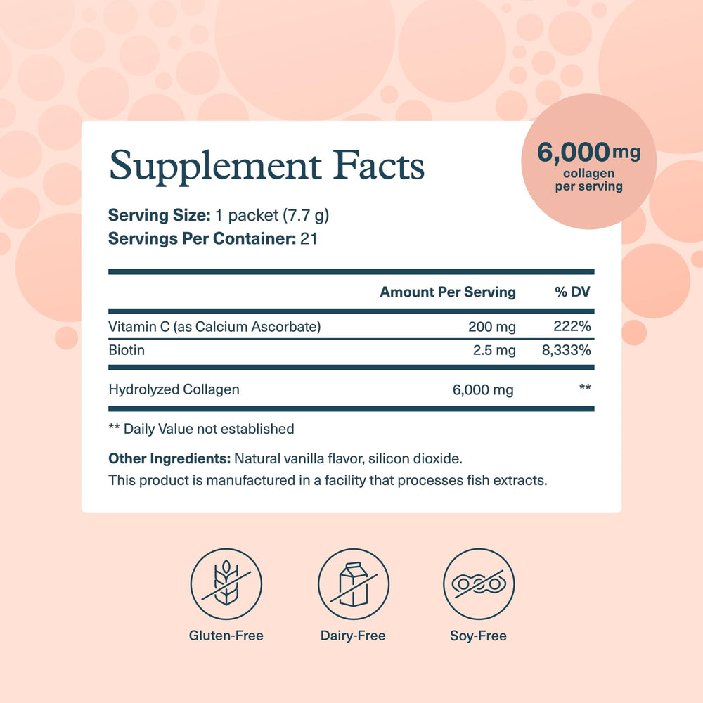 Youtheory Collagen Powder Vanilla sachets ready for on-the-go use