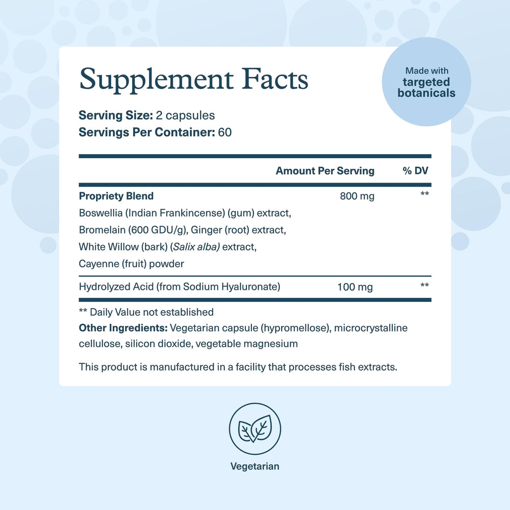 Youtheory Hyaluronic Acid Advanced bottle back label explains ingredients and dairy-free formula
