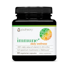 Gélules Youtheory Immunité Plus près de la bouteille pour le soutien quotidien.