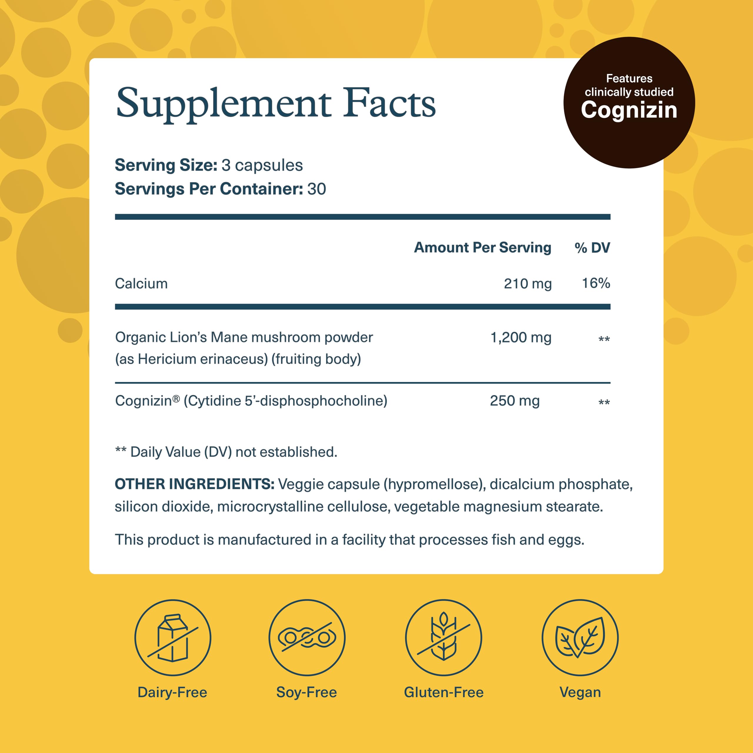 Closeup of Youtheory Lion's Mane+ capsules for easy daily use