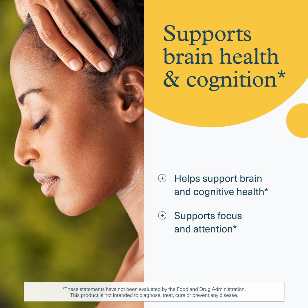 Label detail lists Cognizin and lion's mane blend for focus optimization.