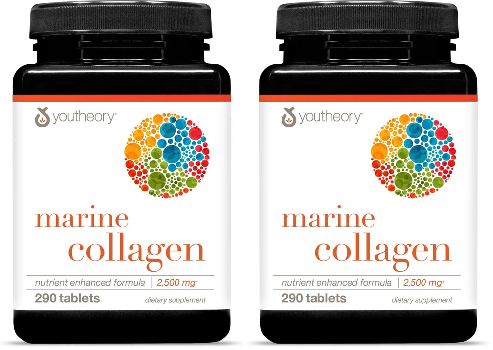 Youtheory Marine Collagen bottle front showing the full label and product name