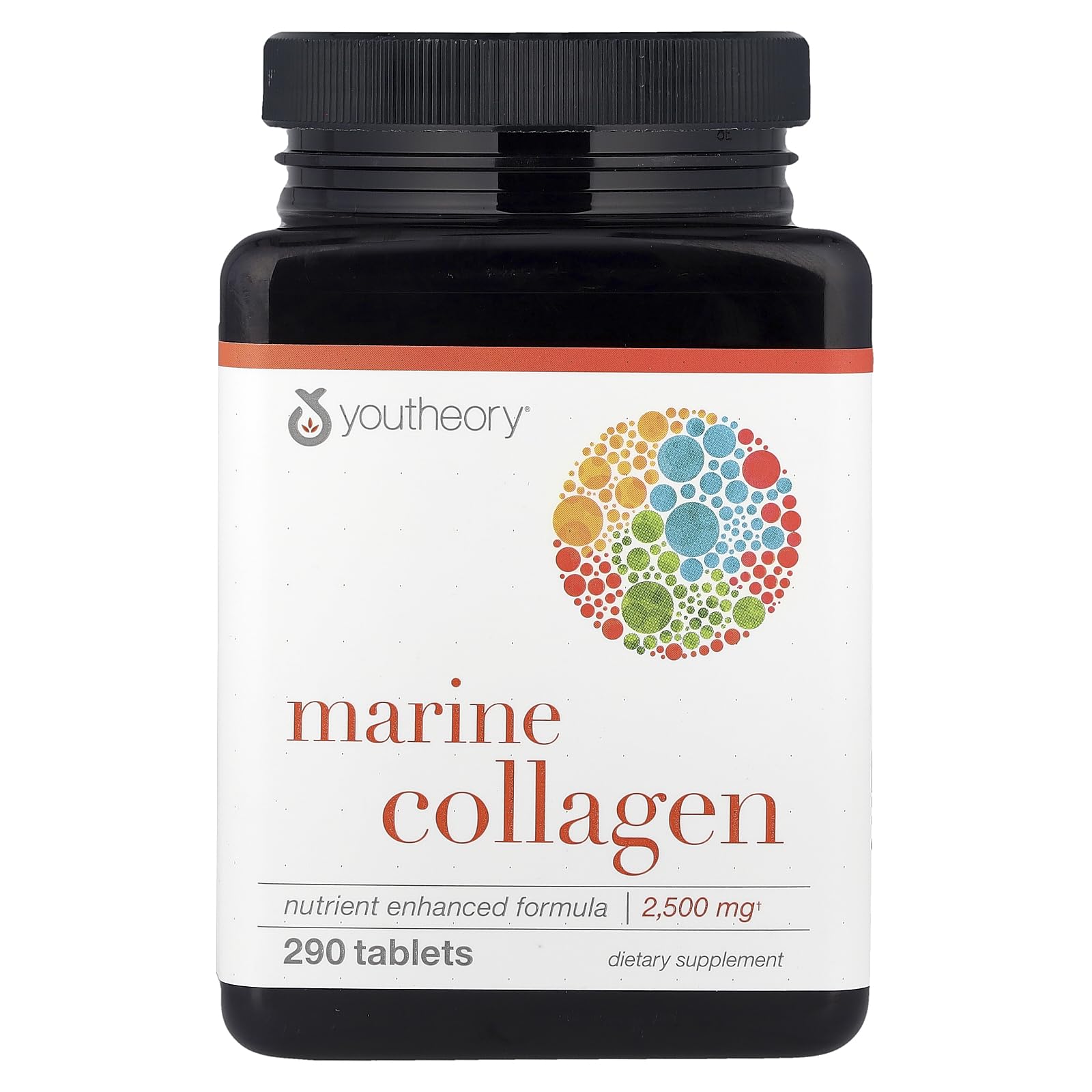 Youtheory Marine Collagen Tablets bottle for daily use and easy supplementation.