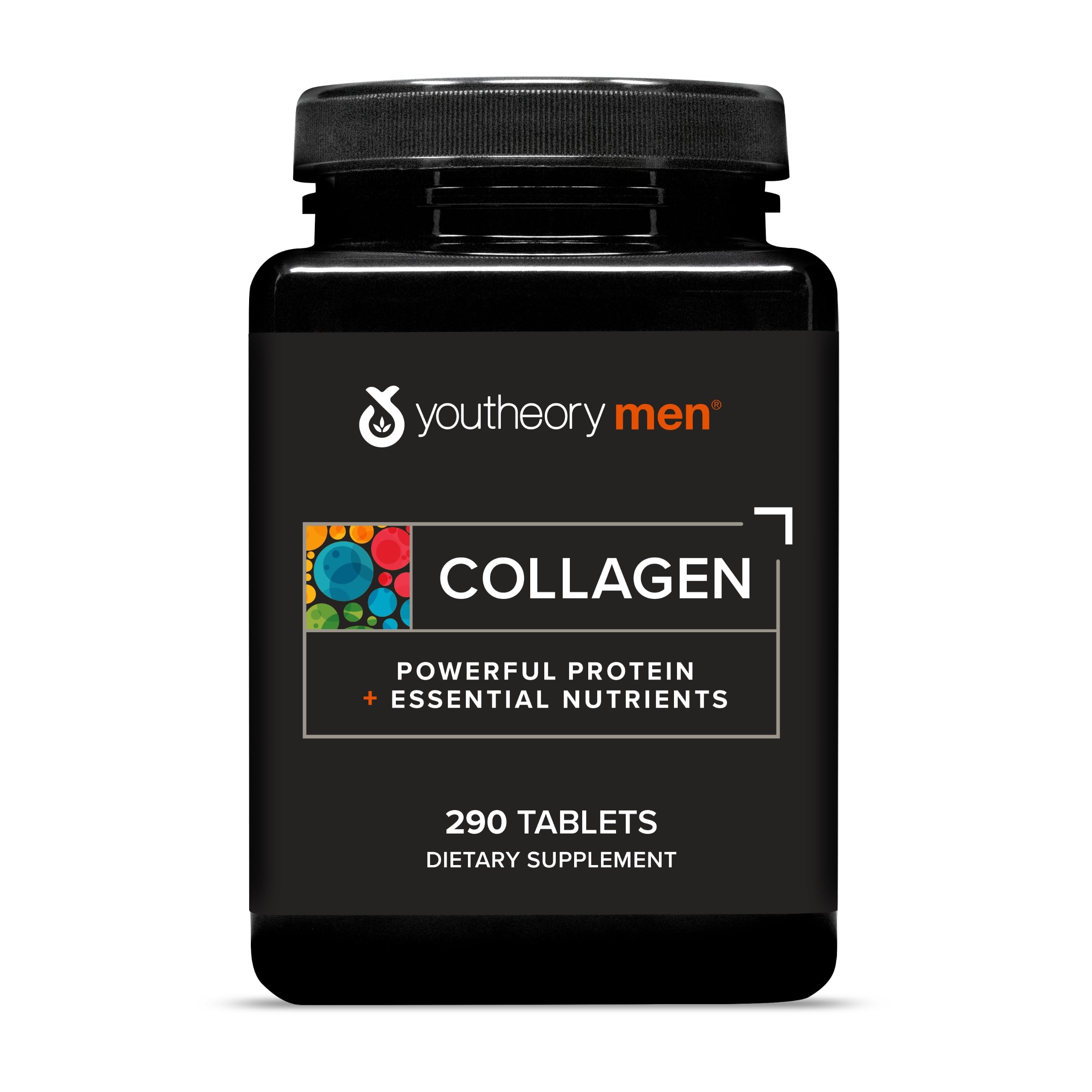 Youtheory Men’s Collagen bottle front view showing the 5,000 mg strength.
