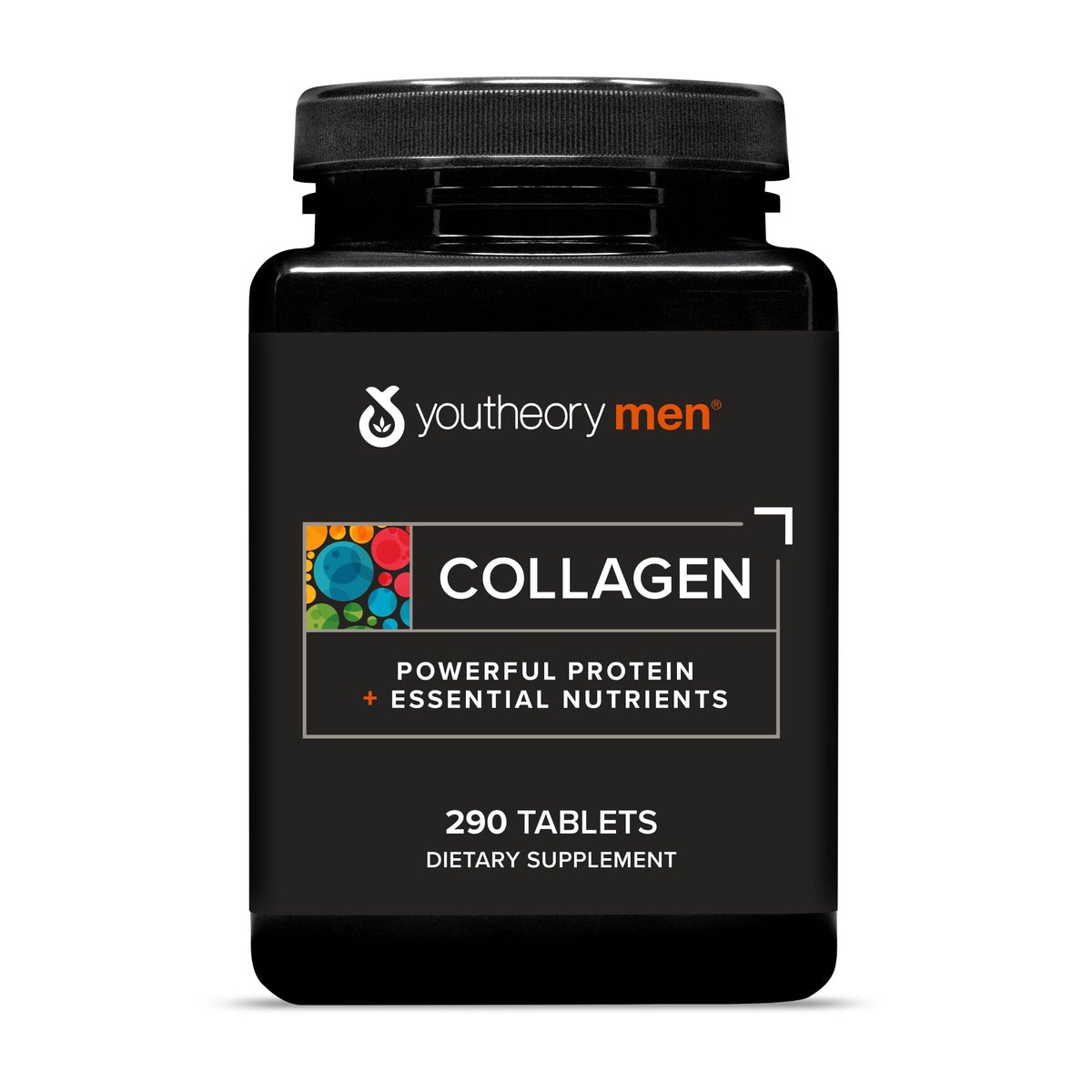 Youtheory Men’s Collagen bottle front view showing the 5,000 mg strength.