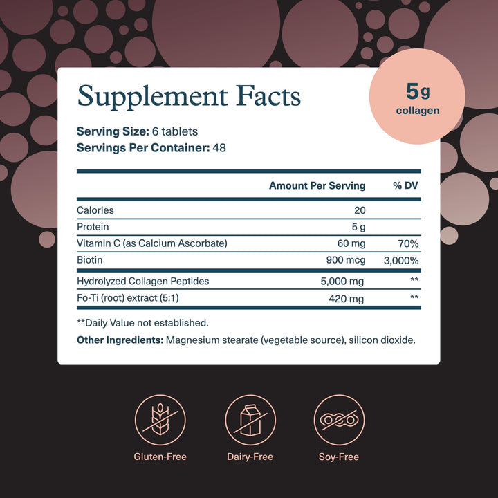 Youtheory Men’s Collagen tablets shown with a glass for daily intake.